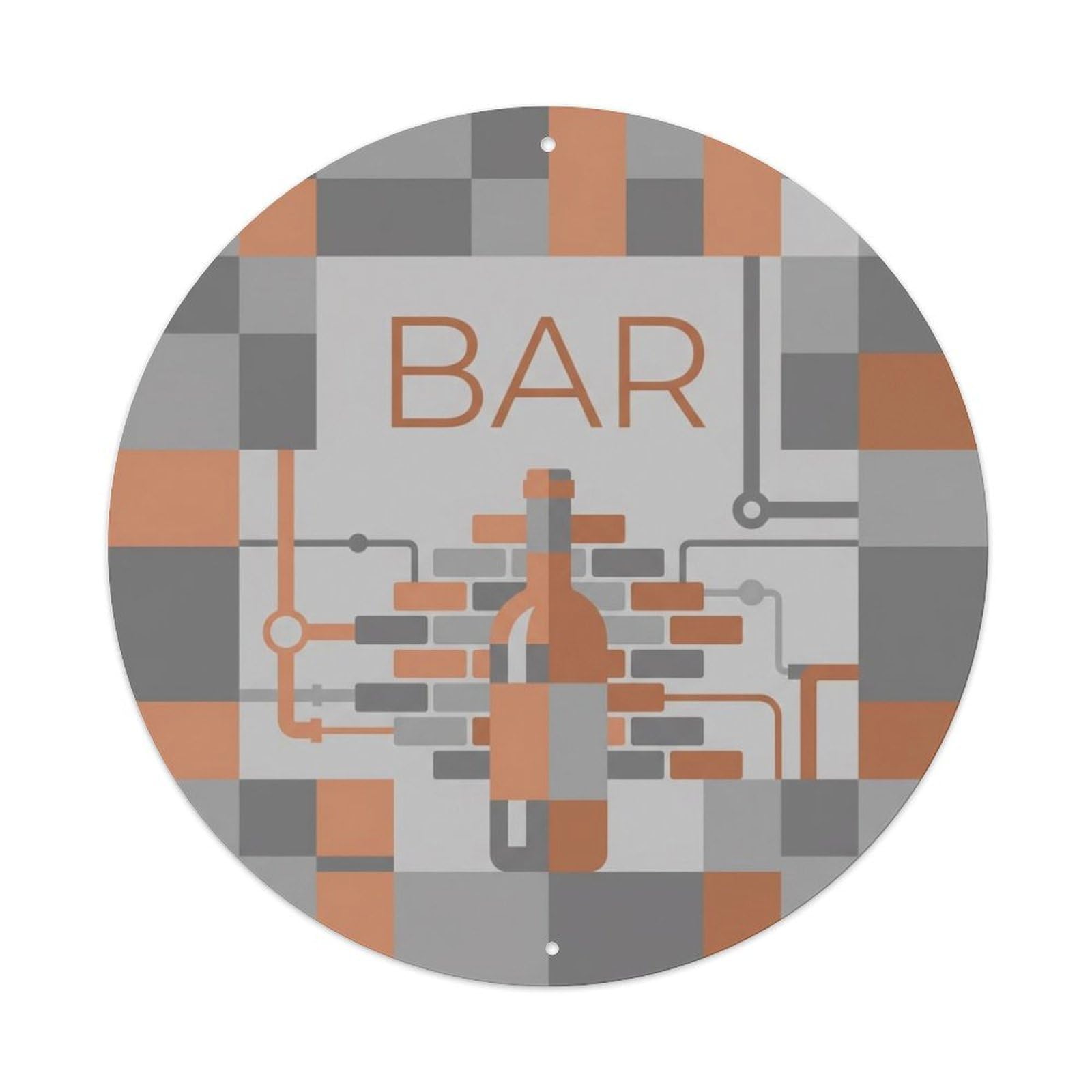 BAR Urban Loft Emblem Metal Tin Sign Plaque Wall Decor for Cafe, Club Bar, Office, Home Garden Round Metal Poster 8x8Inch