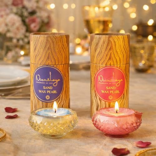 Image of Nirmalaya Premium Pearl Sand Wax Candle Set | Festive & Spiritual Home Decor | Elegant Table Decoration | Aromatic Candle Gift Set for Housewarming & Special Occasions