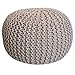 casamia Pouf Ø 55 cm Strickhocker Sitzpouf Sitzpuff Bodenkissen Grobstrick-Optik extrahoch Höhe 37 cm Farbe beige