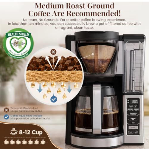 Image of Clinuse 300Pcs #4 Cone Coffee Filters 8-12 Cup Compatible with Ninja Maker
