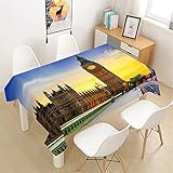 Himlaya 3D Nappe Rectangulaire Anti Tache Imperméable, Imprimé Paysage Urbain Nappes Polyester Anti-Poussière Lavable et Facile Nappe pour Jardin/Extérieur (Soleil Big Ben,60x60cm)