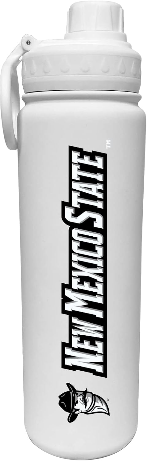 The Fanatic Group New Mexico State Aggies Dual Walled Stainless Steel Sports Bottle, Design 1 - White