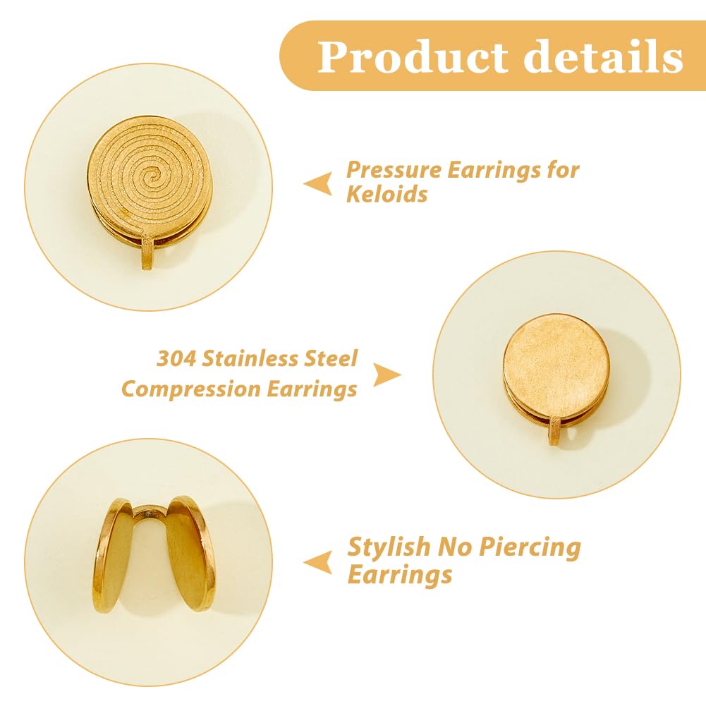 4 paia di orecchini a pressione in 2 colori per cheloidi in acciaio inox, orecchini a clip 11 x 11,5 mm, orecchini a pressione regolabili con cheloidi, per donne, uomini e donne