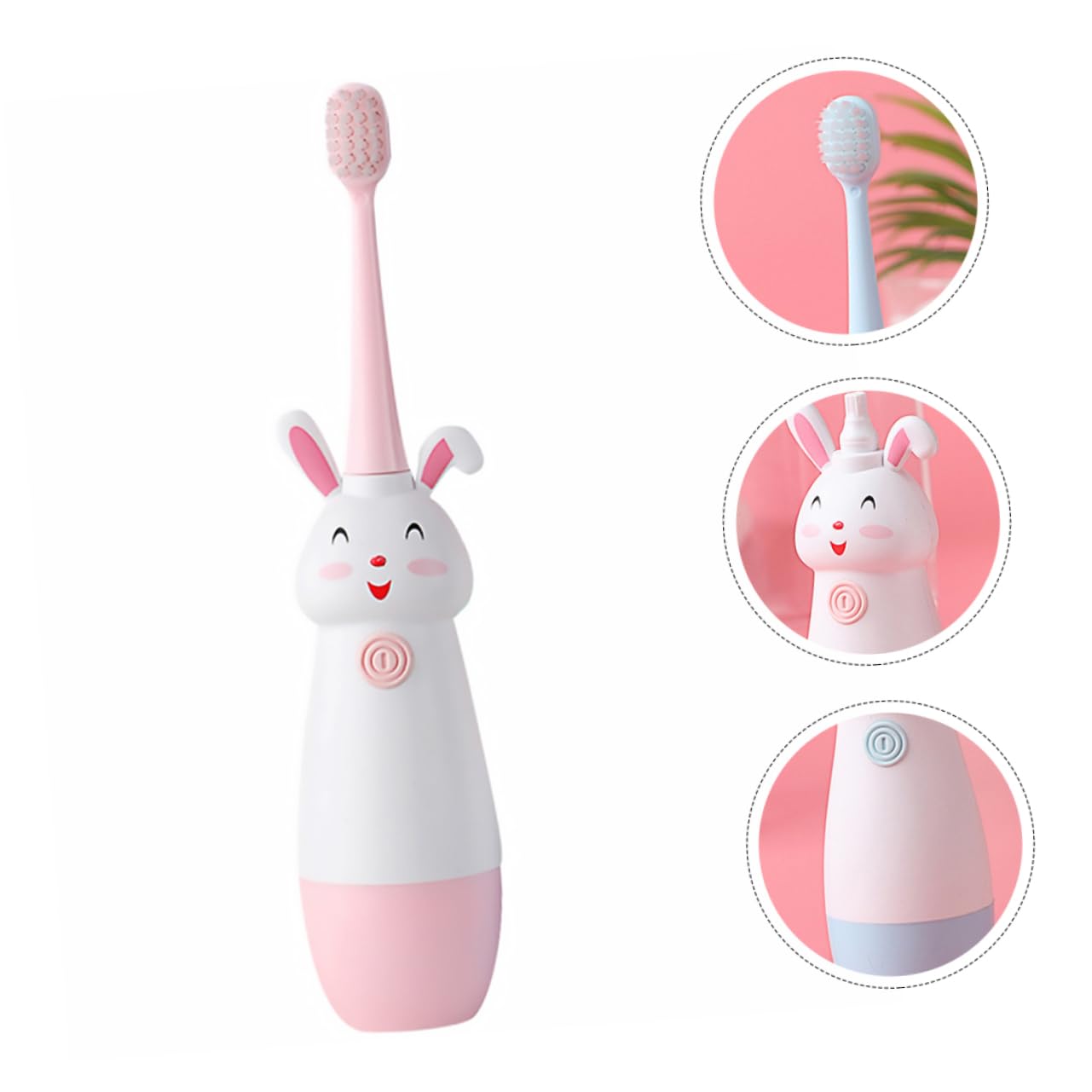 Beaupretty 3 Juegos Cepillo Eléctrico Infantil Vibrante con Diseño de Dibujos Animados Mango Antideslizante y Cabezales de Repuesto Recargable por USB para Uso Casa y Viaje Color Rosa para