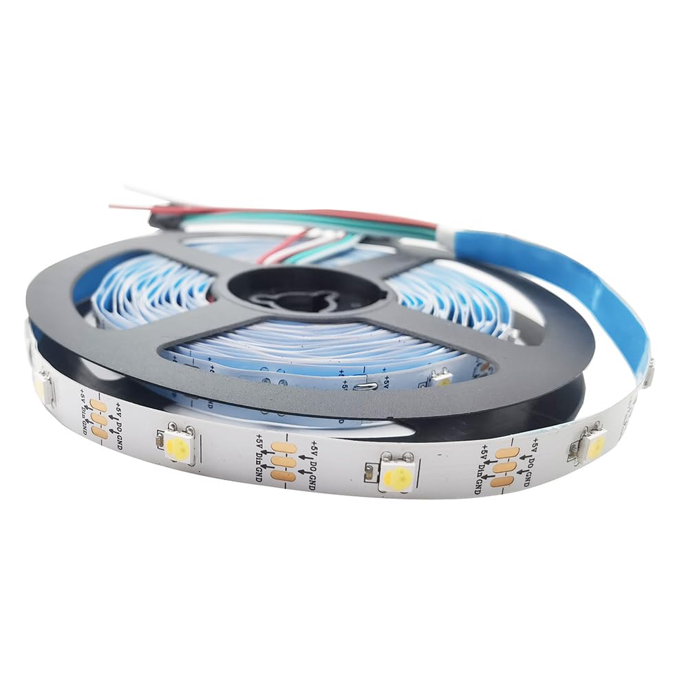 SK6812 WWA - Tira de luces LED (5 m, 5 V, 30, 60, 144 LEDs/M, programable, WS2812B, blanco cálido, blanco y ámbar, 5 m, 30 ledes por metro)