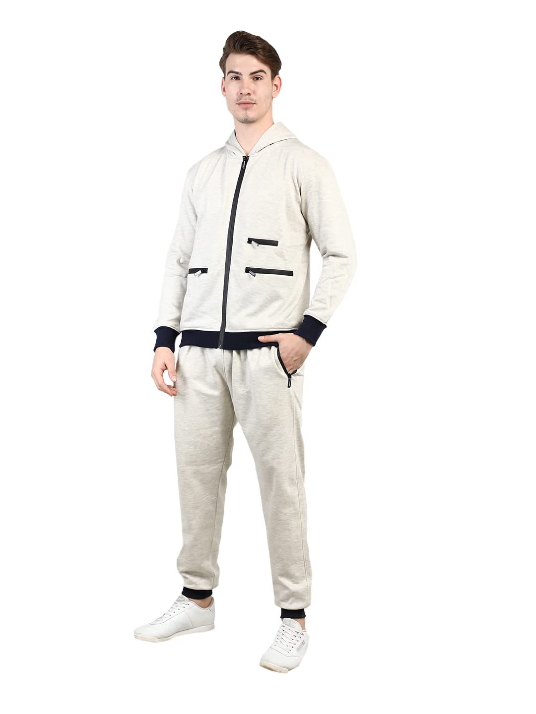 CHKOKKOMen Winter Track Suit Hooded Zipper Set