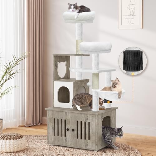 YITAHOME Cat Tree with Litter Box Enclosure, 2-in-1 Cat Furniture, Modern Cat Condo, Indoor Cat...