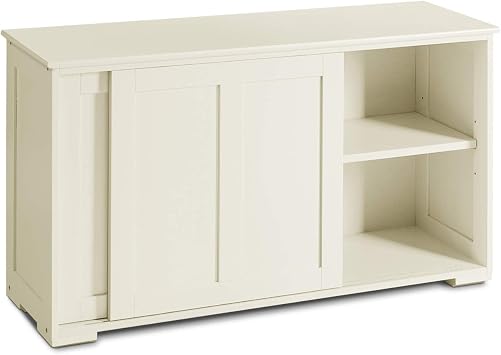 Server Console Table with Sliding Door, 3-Postion Shelf, Classic Buffet Cabinet for Dining, Living Room, Hallway Kitchen Sideboard, Brown White