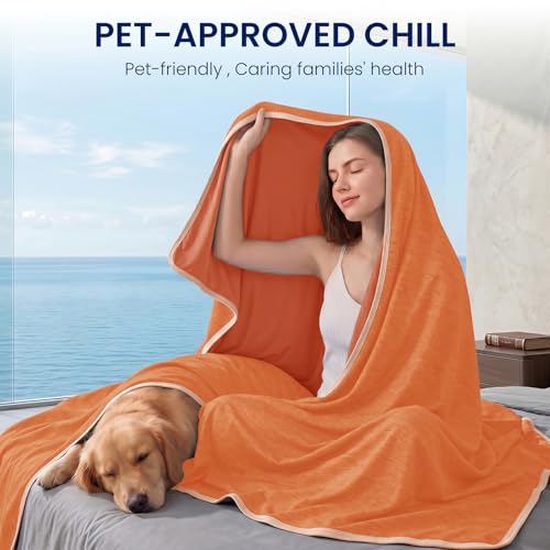 Image of Topcee Cooling Blanket (90 inchx90 inchQueen Size) for Night Sweats Absorbs Heat to Keep Adults Cool on Warm Nights, Q-Max 0.5 Cooling Blankets for Hot Sleepers, Ultra-Cool Lightweight Blanket for Bed