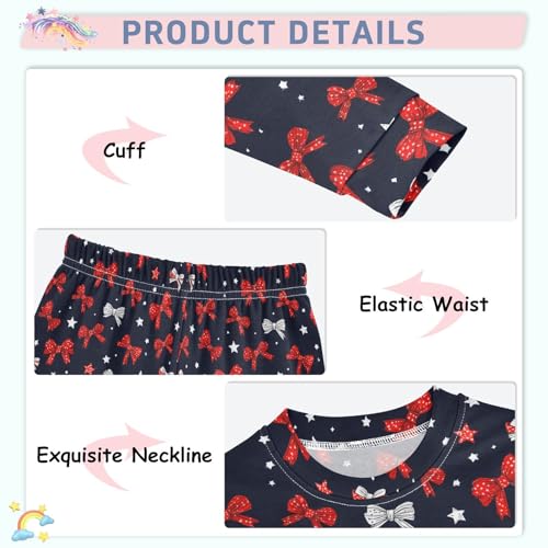 ALAZA Bow Star Red Blue 2 Piece Pajama Set Long Sleeve Top and Pants Sleepwear Unisex4