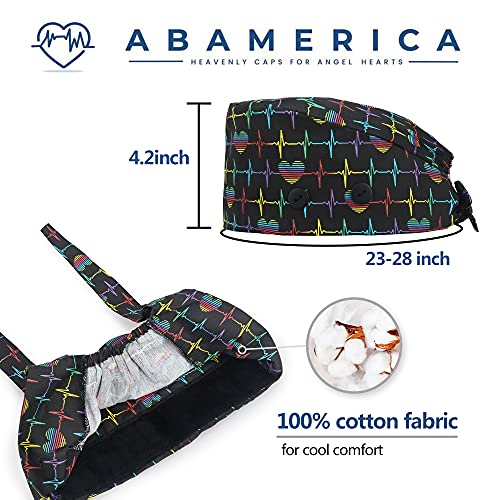 Image of ABAMERICA Working Caps with Button and Sweatband, Adjustable Working Hats for Women Men, One Size(Tie Back or Toggle)
