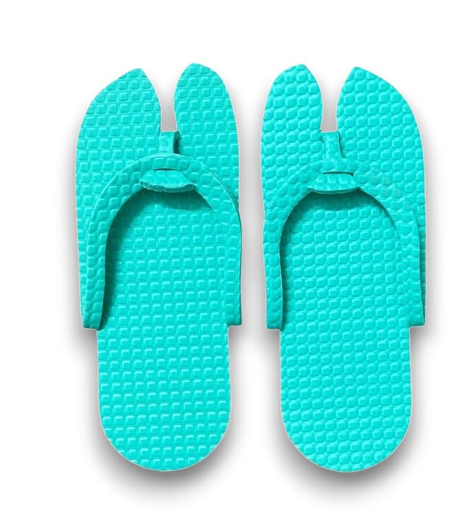 Image of CHITRA Spa & Hotel Free Size Flip-Flop Slippers with 5MM Sole | Comfortable, Disposable Slippers for Hotels, Spas, Guest Rooms & Travel - Green (Pack of 6)