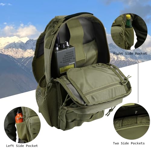 Image of Rover Sling Pack Tactical Shoulder Sling Bag Backpack with Bottle Holder Crossbody Chest Bag, Olive
