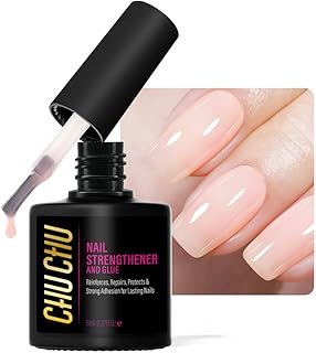 CHUCHU Nail Strengthener and Repair for Women: Nude Extra Strong Hardener and Growth Treatment for Damaged Peeling Thin Nails - Nail Adhesive for Salon Home Manicure Beginners Need UV Cured