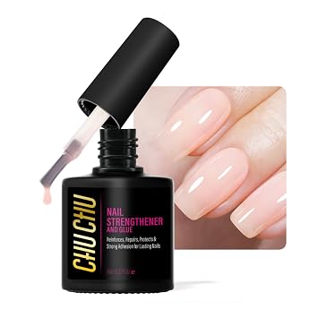 CHUCHU Nail Strengthener and Repair for Women Nude Extra Strong Hardener and Growth Treatment for Damaged Peeling Thin Nails - Nail Adhesive for Salon Home Manicure Beginners Need UV Cured