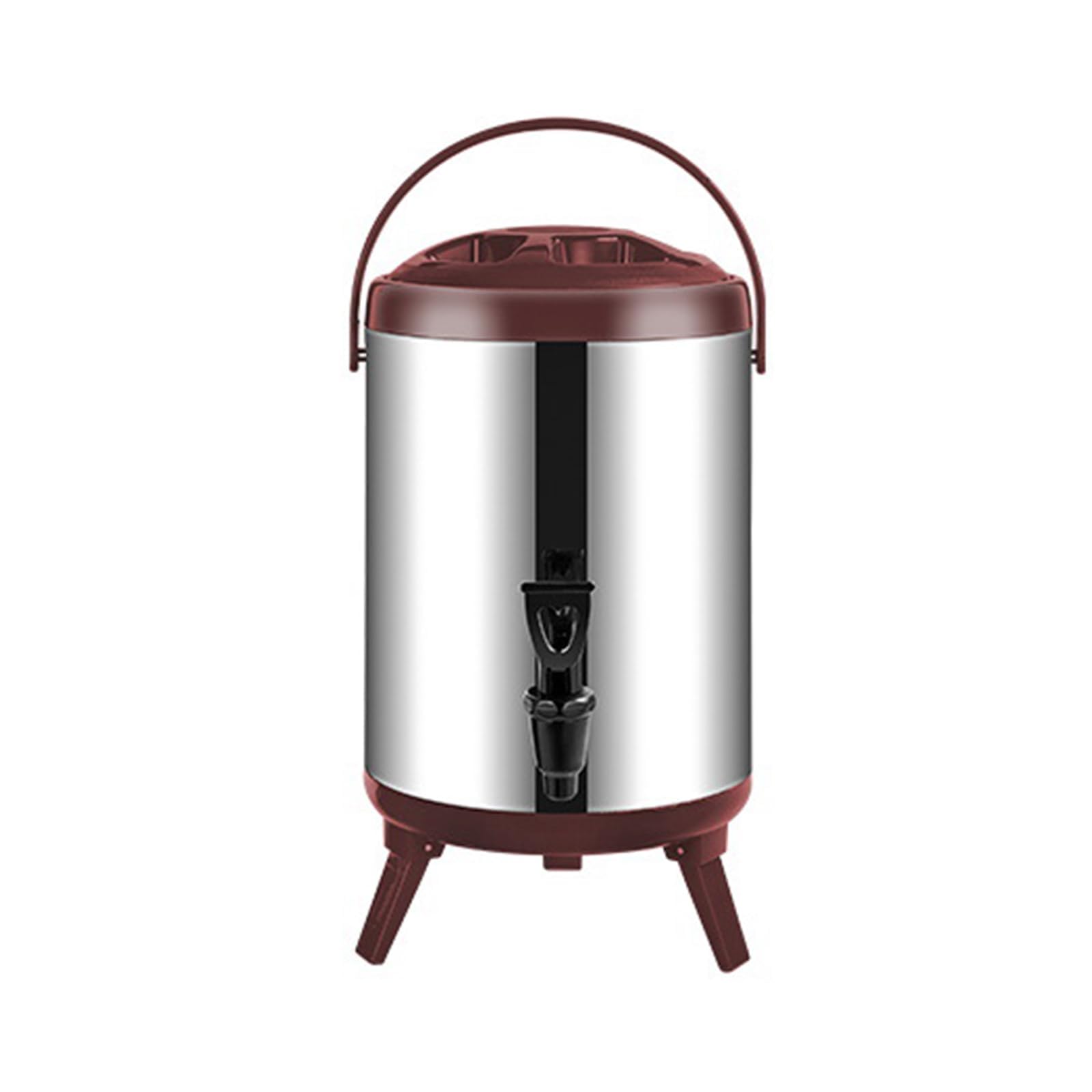 HCZKIUJY Hot Water Dispensers,Stainless Steel Insulation Bucket, Commercial Restaurant Food Soup Heat Insulation Barrel, Insulated Beverage Dispenser Cold And Hot Drink Dispenser,Red,12L (Brown 12L)
