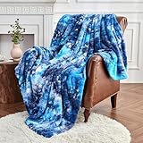 Krifey Blue Faux Fur Blanket, Super Soft Cozy Blanket, Luxury Fluffy Throw Blanket Warm Plush Bed Throw Tie Dye Blue 50