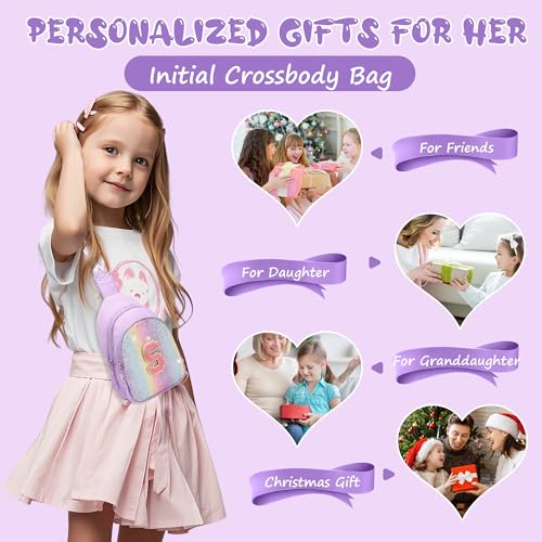 I IHAYNER Small Initial Sling Bag for Girls Fashion Waist Pack for Women Cute Crossbody Fanny Pack Personalized Girl Gifts (Purple-L） by I IHAYNER - Used condition - Image 3