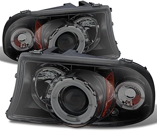 AKKON - For Dakota Durango Pickup Truck Black Bezel Dual LED Ring Projector Headlights Replacement pair