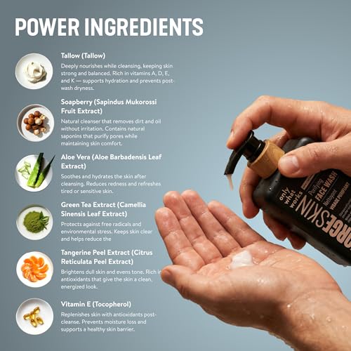 Image of Forge Skin Beef Tallow Face Wash for Men - Morning Nourishing Hydrating Facial Cleanser - Gentle Cleansing Moisturizer for Hydration - Exfoliating Facial Skincare for Clean Skin (5 OZ)