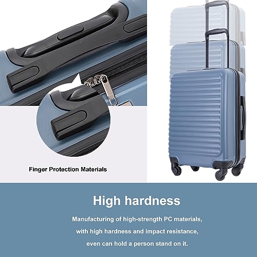 Travelhouse Hardside Luggage, Lightweight Travel Suitcase with Multi-directional Spinner Wheels, Carry on 20in For Unisex (Blue Gray 85)2