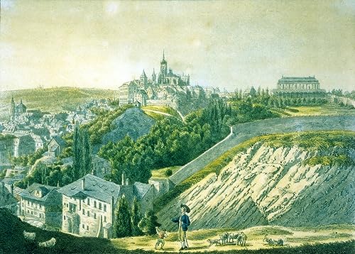 Tableau Vue du château de Prague Vincenc Morstadt toile 60x90cm