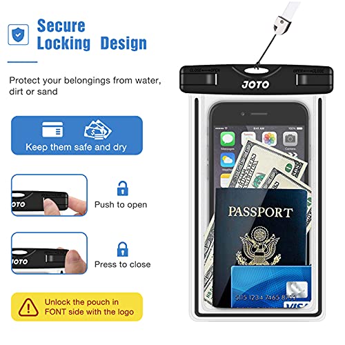 Image of JOTO Universal Waterproof Case, Cellphone Dry Bag for iPhone Xs Max XR X 8 7 6S Plus SE 2020, Galaxy S10 S10e S9 S8 Plus /S6 /Note 8 6 5 4, Pixel 3 XL /3 HTC LG Sony Nokia Motorola up to 6.5 inch (Black)