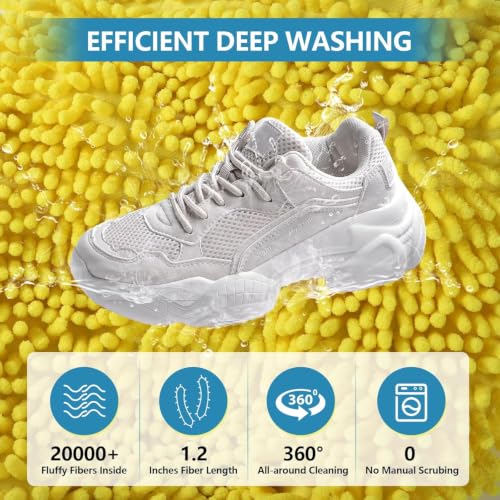 Image of 2 Pack Shoe Washing Machine Bag, Reusable Sneaker Laundry Bag for Washer & Dryer, Shoe Wash Bag with Soft Chenille Microfiber for Running, Tennis & Canvas Shoes