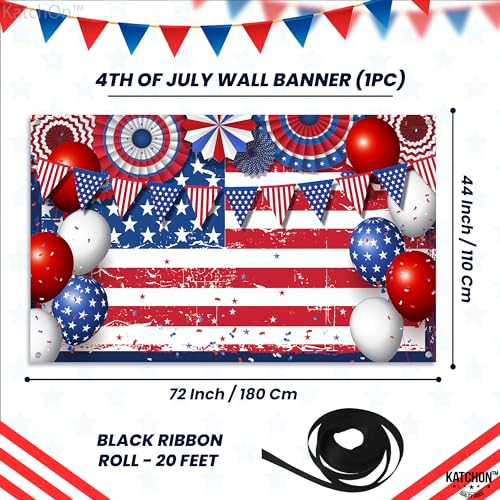 Image of KatchOn, 4th of July Decorations, XtraLarge USA Banner - 72x44 Inch | American Flag Backdrop for Patriotic Decor, Flag Day Decorations | Independence Day Decor