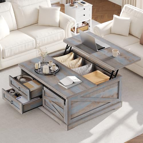 Itaar 39.4'' Lift Top Coffee Table with Storage, Farmhouse Coffee