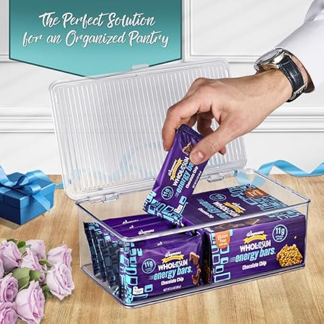 Pantry Storage Bins for with Hinged Lids