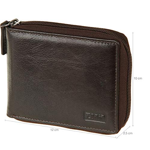 Tonin, 202164302, Carteira Masculina de Fechamento em Zíper Bolso, cor Marrom, Couro