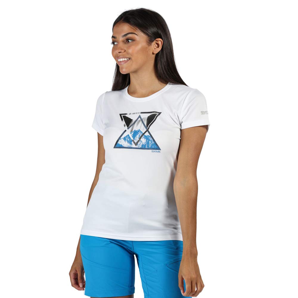 Regatta Women Fingal V' Quick Drying Active Short Sleeve with Graphic Print T-Shirts/Polos/Vests - White, Size 26