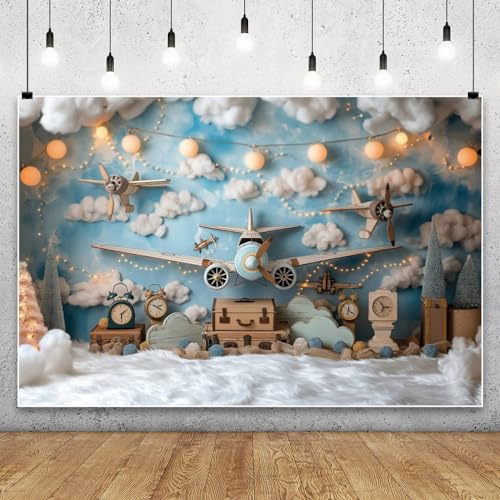 Fondo Fotográfico YongFoto 7x5 ft Nubes Cielo Avión miniatura 2