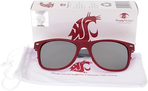 NCAA Washington State Cougars WSU-3 Crimson Front Temple, lentes de sol grises, talla única, carmesí