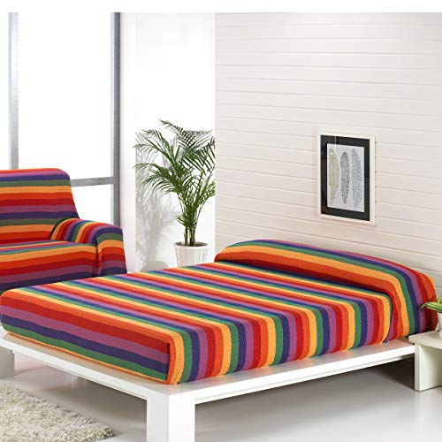 Miniatura 4 de Mercury Textil- Colcha Multiusos Sofa,Manta Foulard,Plaid Para Cama,Cubresofa Cubrecama,Jarapas,Comoda Practica Y Suave. Poliester Algodón 230 X 260cm, Espiga Arcoiris