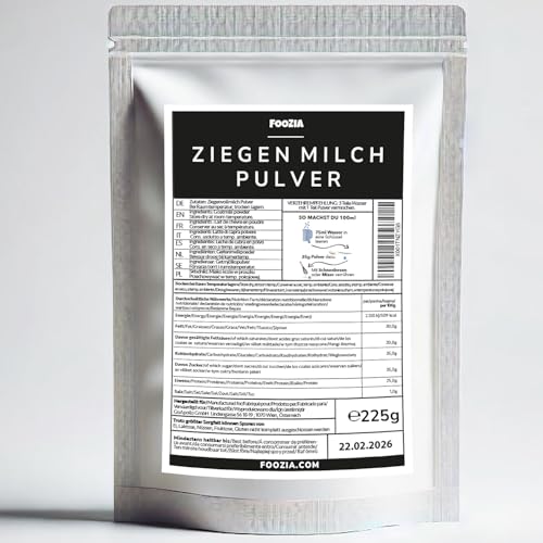 Foozia Ziegenmilchpulver Reine Ziegenmilch Getrocknet Ohne Zusätze Für Mensch, Katzen & Hunde 225g