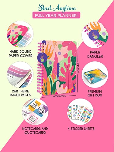 Image of Doodle I The Happiness 2024 Planner I Undated B5 Planner + 4 Sticker Sheets + 64 Pages Pocket Planner with Premium Gift Box | Tear Away Note Cards & Quote Cards | Activity Pages | To do lists I 268 Pages I 80 GSM I Wiro Bound (Spring Melody)
