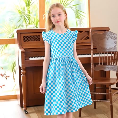 Image of Toddler Little Girls Casual Dresses Short Sleeve Crew Neck Graphic Cartoon Dress for 2-8 Years