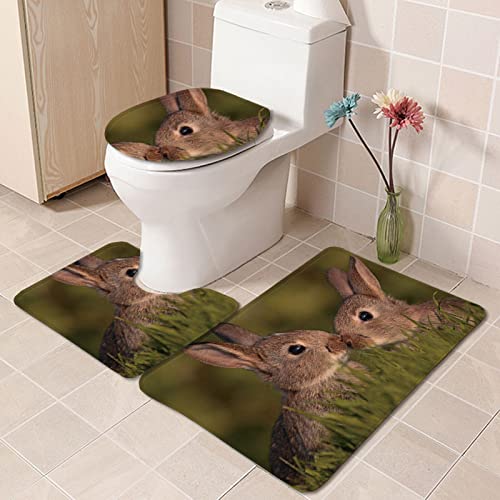 Badematten Set 3 teilig,Toilettenmatte Set,3er Badgarnitur Badezimmer Matte Set Dusch Bade Matte Vorleger Teppich 3D…