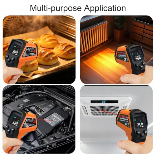 Image of Infrared Thermometer Laser Temperature Gun for Griddle,Grill,Pizza Oven,Candy,Fridge, Digital IR Thermometer Temp Gun with -58℉ to 1112℉,Color LCD,Cal Calibrate, Adjustable Emissivity,Min Max Measure
