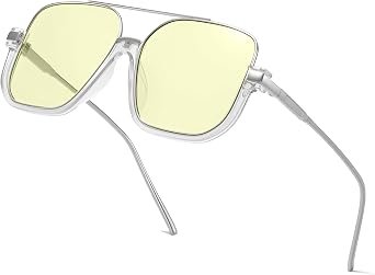 Oversized Aviator Sunglasses for Women Men 70s Retro Vintage Shades with UV400 Square Double Bridge Pilot Glasses