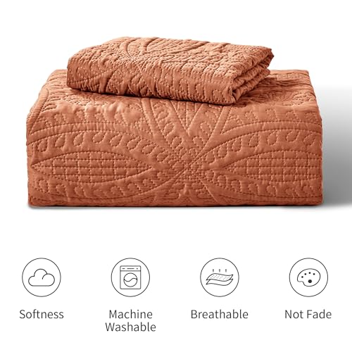 Love's cabin Twin Quilt Set Umber Bedspreads - Soft Bed Summer Lightweight Bedspread Comforter - Modern Style Coin Pattern Coverlet for All Season - 2 Pieces (1 Quilt, 1 Pillow Sham)