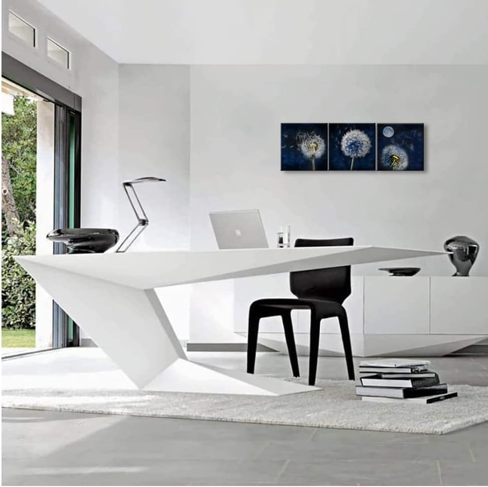 Woxfcart Dandelion Floral Decor Wall Art Canvas Flower Prints Nature Picture for Home Bathroom Bedroom Walls decoration Ready to Hang 13.5"x13.5"x3 Panel