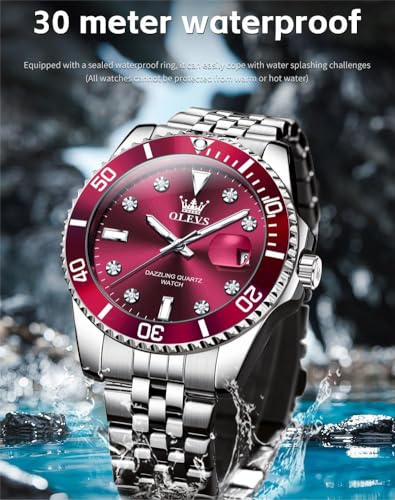 Image of OLEVS Men's Waterproof Watches Stainless Steel Waterproof Chronograph Wrist Watches Luxury Dress White Luminous Big Face Analog Quartz Male Watches