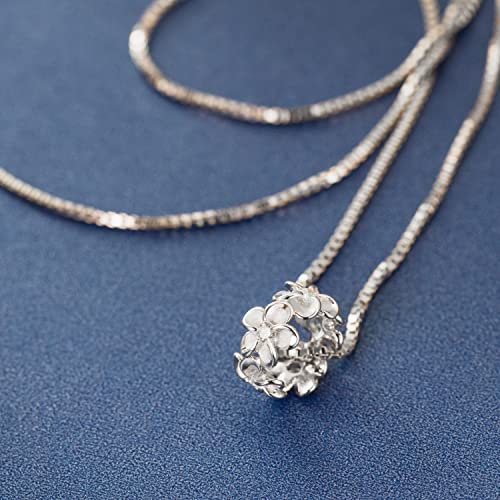 925 Sterling 14K Gold Plated Silver Cubic Zirconia Hawaiian Plumeria Flower Lei Barrel Necklace Pendant with 18" Box Chain, Nickel Free Hypoallergenic for Sensitive Skin, Gift Box Included2