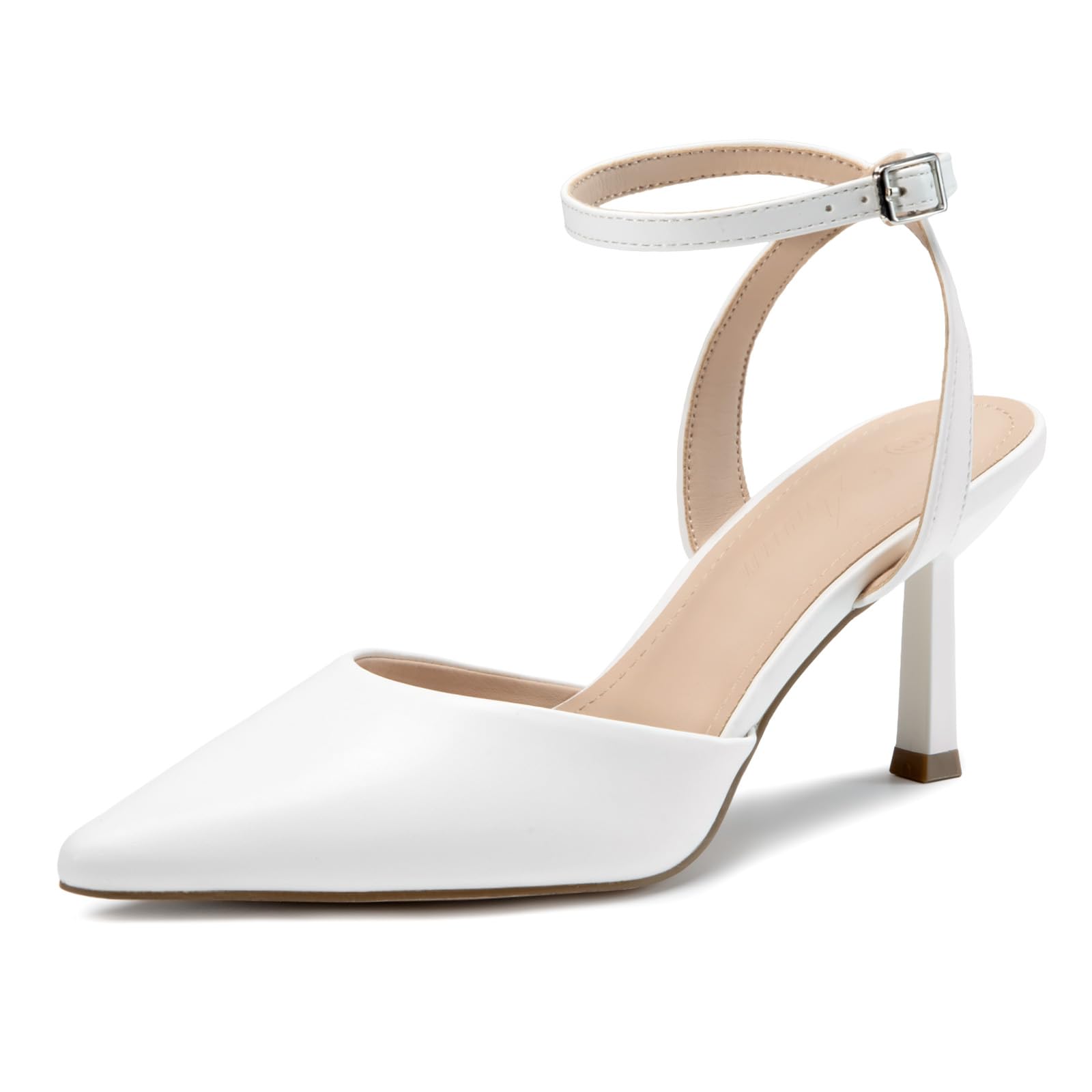 Womens Closed Pointed Toe Pumps 3" Ankle Strap Stiletto Heel Wedding Party Dress Pumps-image-15