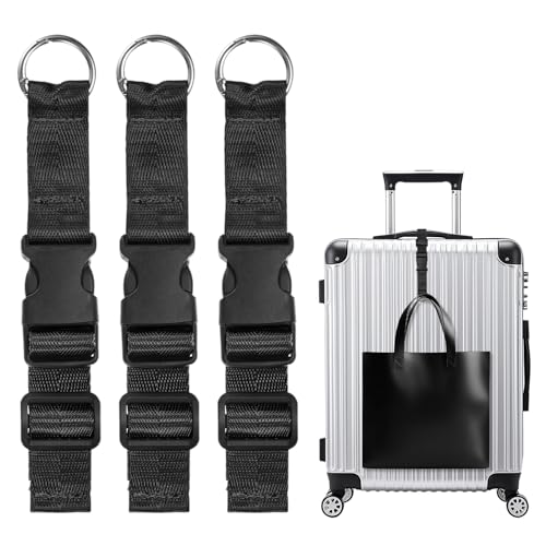 Image of M METERXITY 3-Pack Add A Bag Luggage Strap, Adjustable Suitcase Belt for Connecting Handbag /Backpack /Jacket, Luggage Connector [Black]