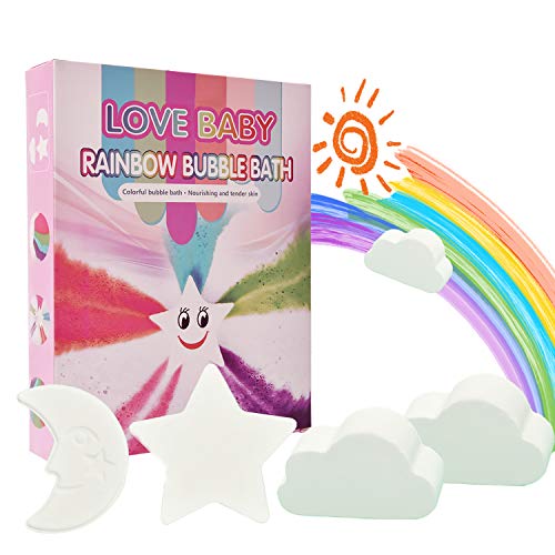 asita Rainbow Bath Bombs for Kids, 4 Large 4.5oz Natural Cloud Bath Bombs for Women Bubble Bath Moisturize Skin, Great Birthday Gift for Kids Women Girlfriend Wife
