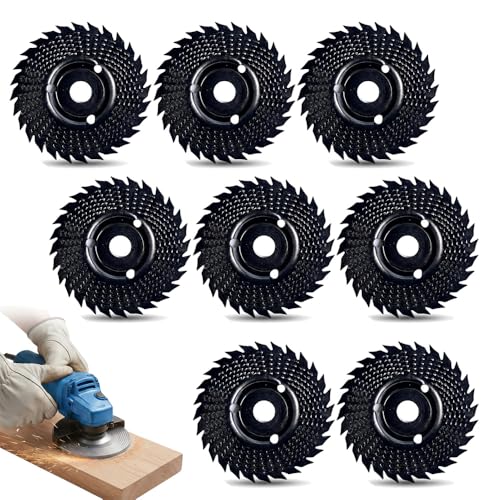 Image of 3PCS Wood Carving Disc Set, 2026 New Carbon Steel Grinding Wheel for Angle Grinder 4 inch & 4.5 inch, Wood Sanding Disc Attachment for Shaping, Cutting, Polishing, Surface Finishing (8 Pcs)